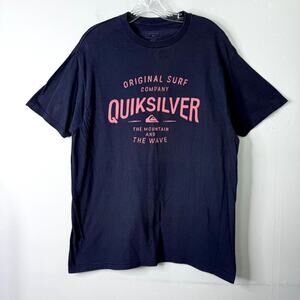 Quicksilver Original Surf Company The Mountain and the Wave Navy Blue Tee Size L